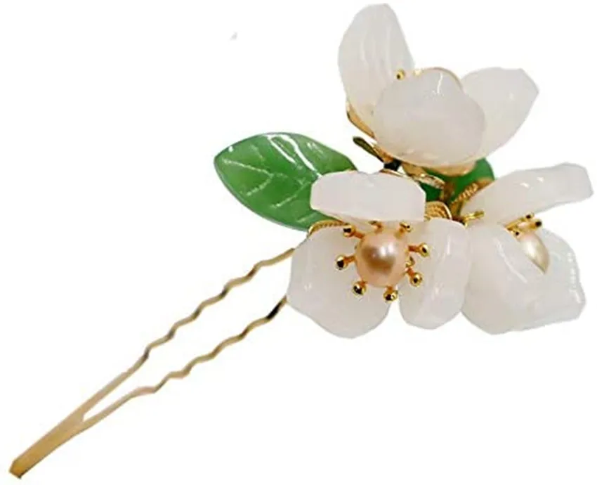 

Yuri Hairpin Hair Clasp Hair Sticks Picks Handmade Classical Decor Chinese Traditional Style Brass Pearl Shell Flower Accessorie