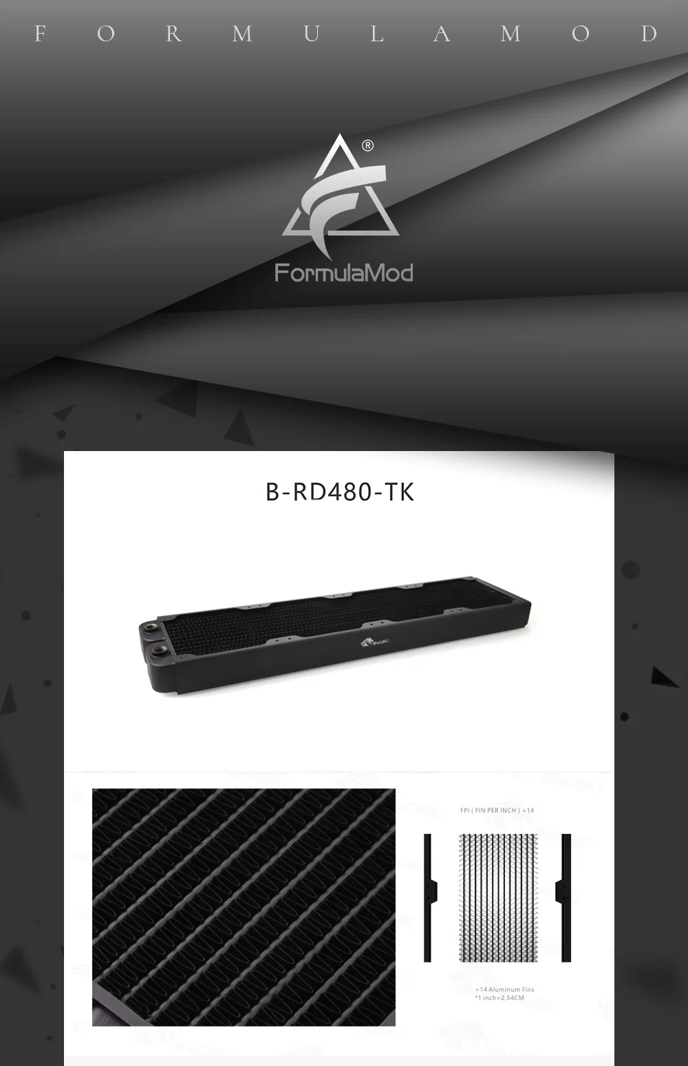 Bykski B-RD480-TK, 480 мм Двухрядные радиаторы, 39 мм толщина, стандартные радиаторы водяного охлаждения, подходит для вентиляторов 120*120 мм
