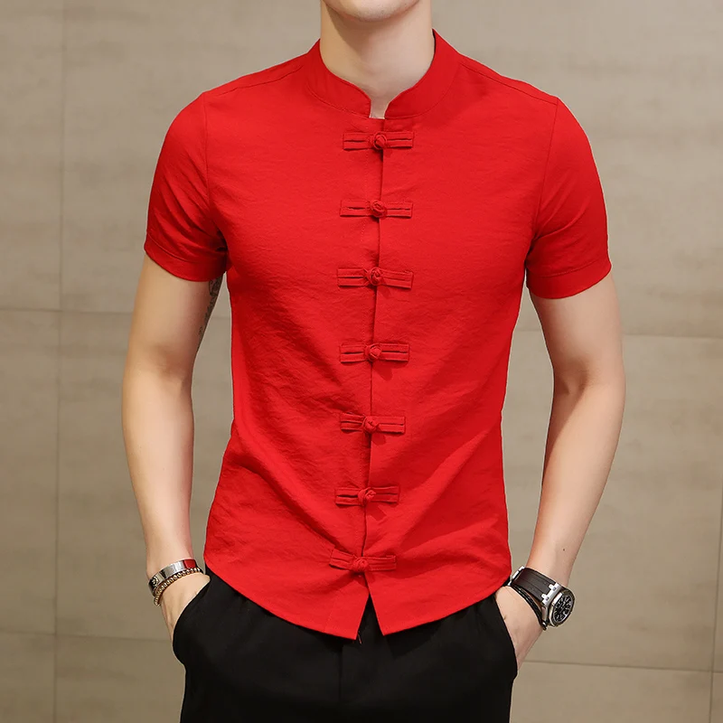 

2020 Summer New Men Shirt Fashion Chinese Style Linen Slim Fit Casual Short Sleeves Shirt Camisa Social Business Vintage Shirts