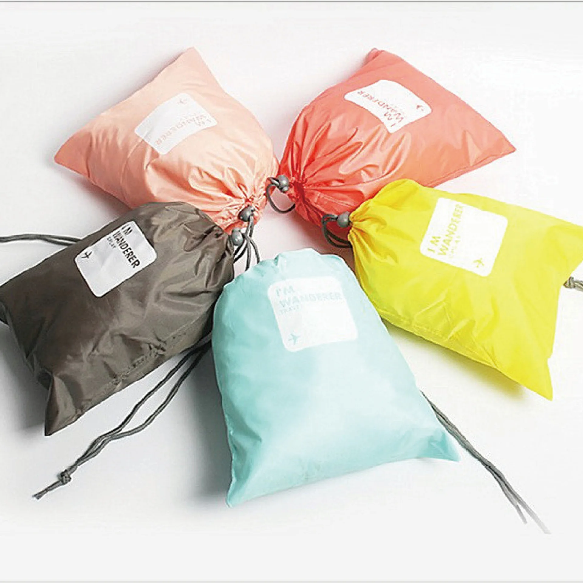 

Travel Storage Waterproof Bag Underwear Clothes Shoes Nylon Bundle Pocket Drawstring Bag Ditty Bag 4 jian tao Can Be Printed Log