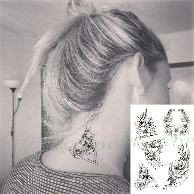 Водостойкая временная татуировка наклейка глаз цветок Роза треугольник