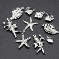 1 packlot stainless steel hollow out leaf hearts fish starfish charms pendant fit bracelet necklace diy handmade jewelry making