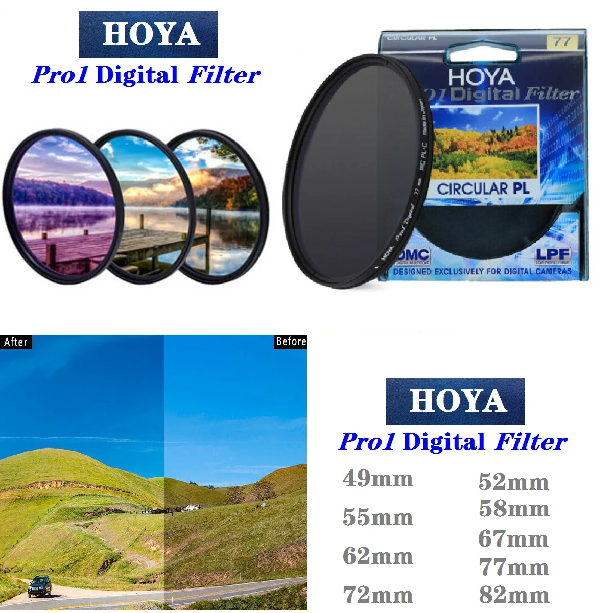 Цифровой поляризационный фильтр HOYA CPL 49 52 55 58 62 67 72 77 82 мм Pro1 круговой для объектива