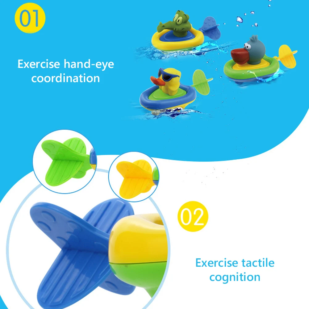 Baby Kids Handle Cute Cartoon Animal Boat Wind-up Clockwork Bath Shower Water Play Toy