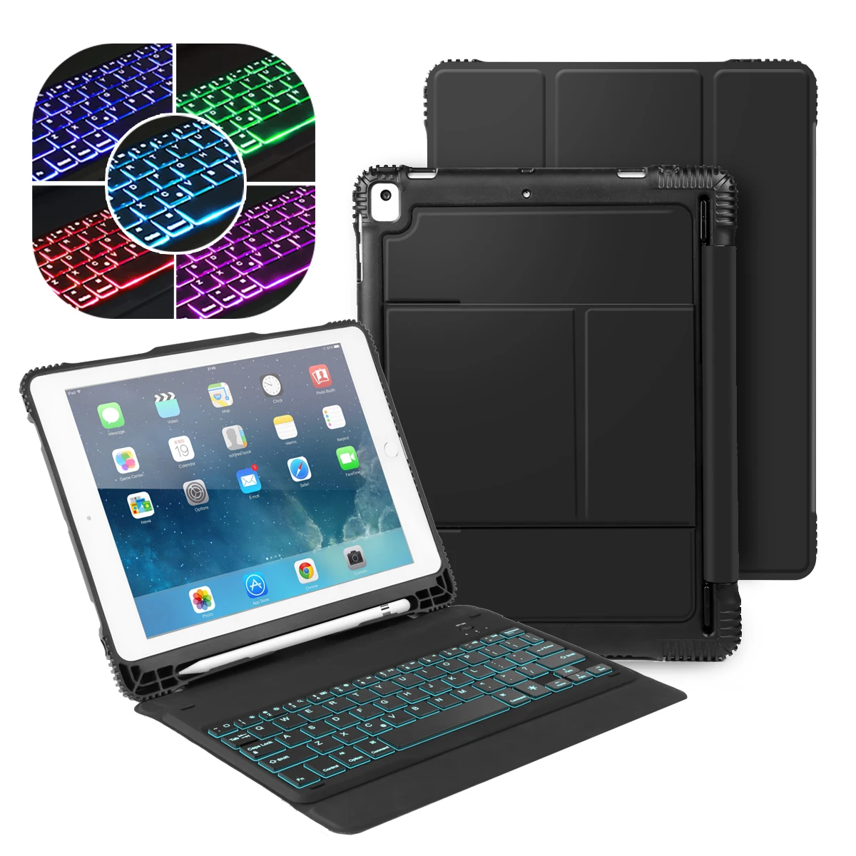 Модный bluetooth-клавиатура с подсветкой чехол для iPad Air 1 2 Pro 9,7 iPad 5th 6th Gen съемный умный чехол Клавиатура Чехол