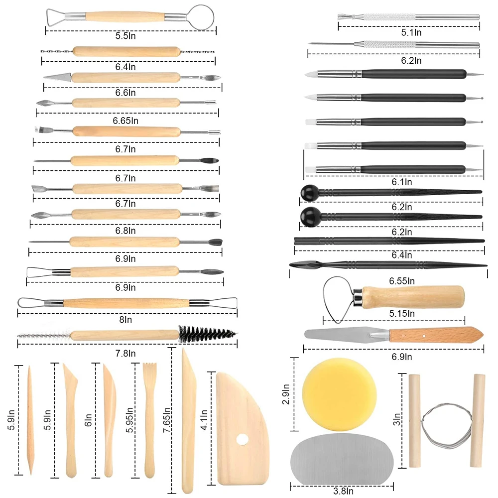 34 шт./компл. инструменты для керамики глиняная скульптура полимерный инструмент