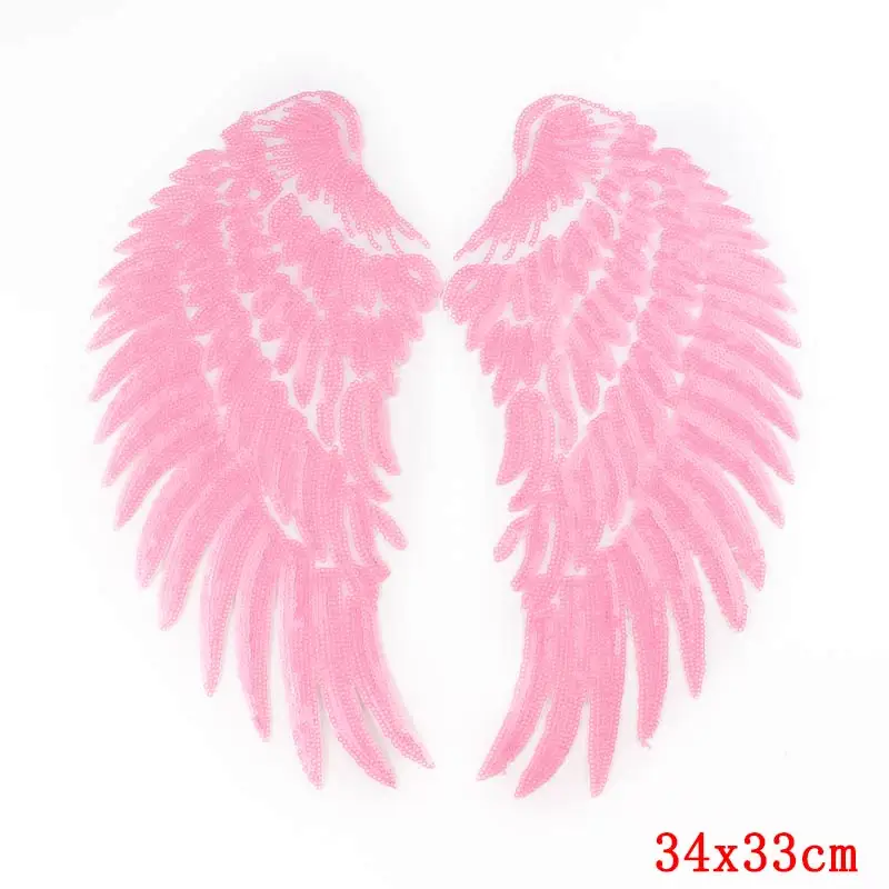 Серебряные блестки перо Крылья Пришивание/утюгом патчи для одежды пайетки