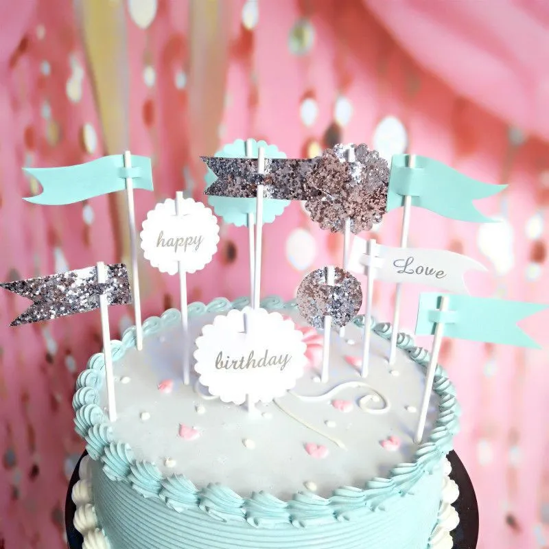 Cakelove 13pcs с днем рождения любят детское блестящее флаг счастливый Любовь Торт