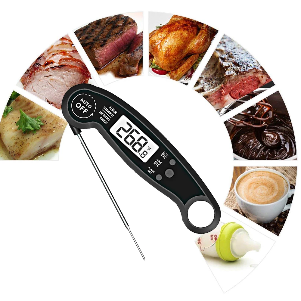 Водонепроницаемый цифровой термометр для пищи с температурной сигнализацией