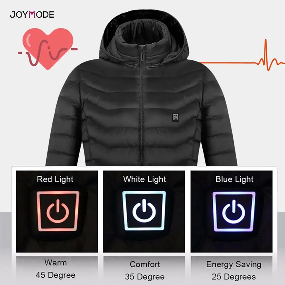 JOYMODE для мужчин и женщин с подогревом куртки жилет вниз хлопок открытый пальто USB Электрический нагрев капюшоном зимние тепловые теплые жакеты