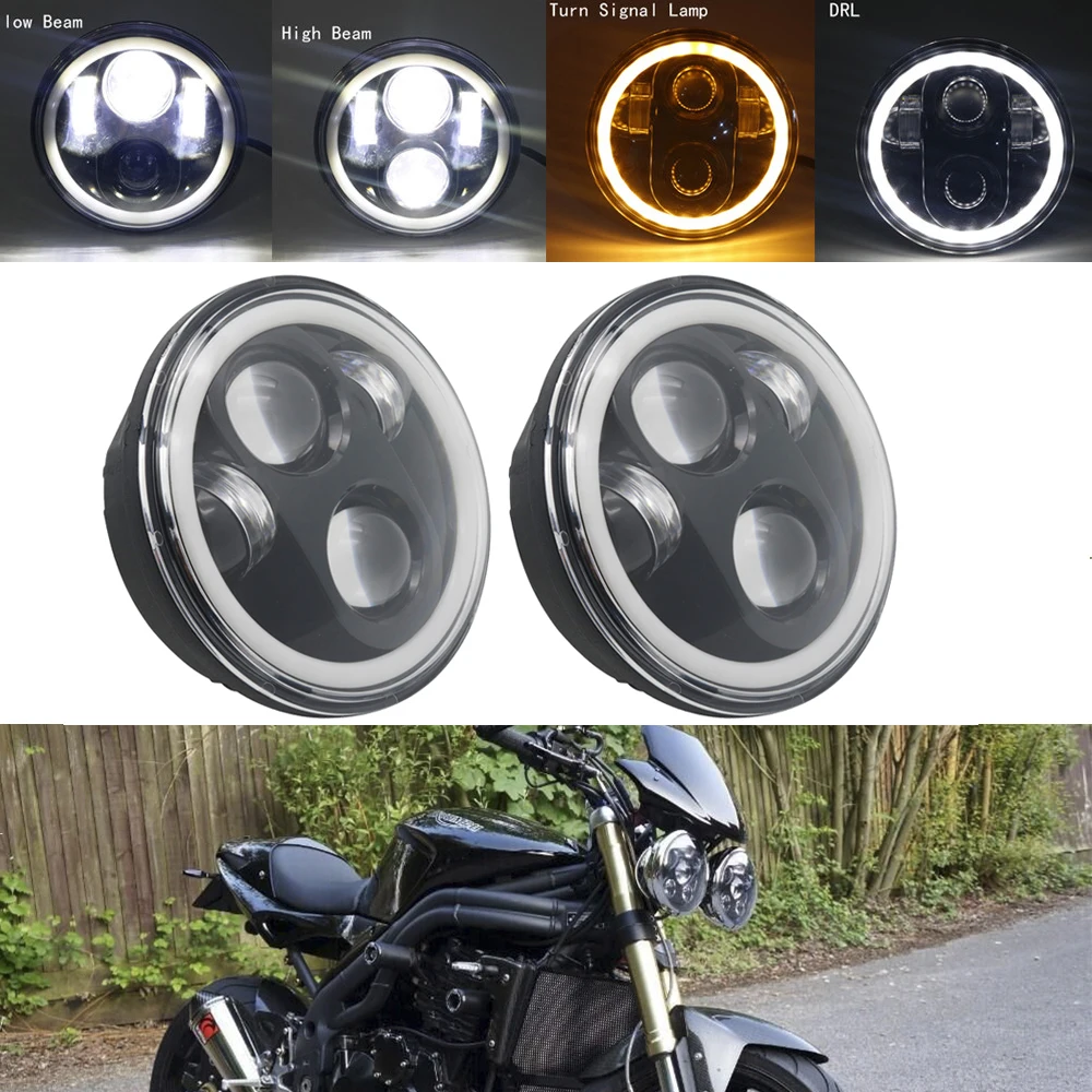 5 75 дюймов светодиодные фары Halo Кольцо Белый DRL ангельские глазки для Harley Sportster