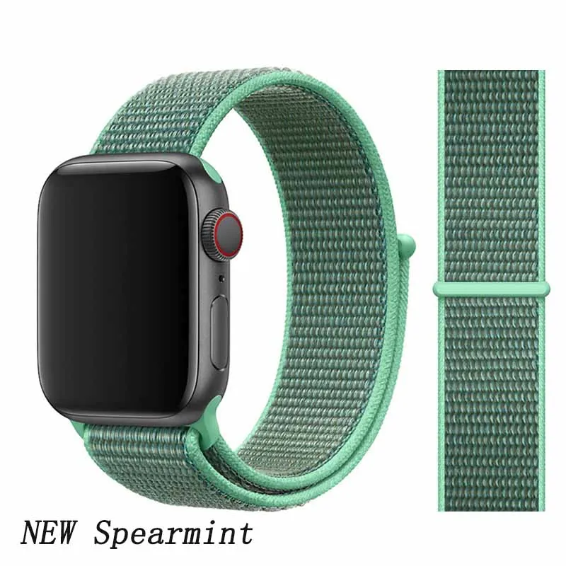 New Spearmint 3 Спортивная петля ремешок apple watch band 42 мм 38 мм apple watch 4 3 band iwatch band 44 мм 40 мм correa pulseira 42 44 нейлоновый ремешок для часов - Цвет ремешка: New Spearmint 3