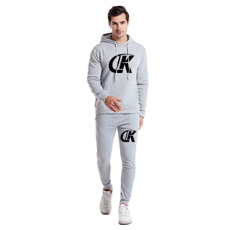 

Autumn And Winter 2021 New Fashion Velvet Sweatshirt Sweatpants Two-piece Men Pure Color Casual Sports Long Sleeve Hoodie Suit