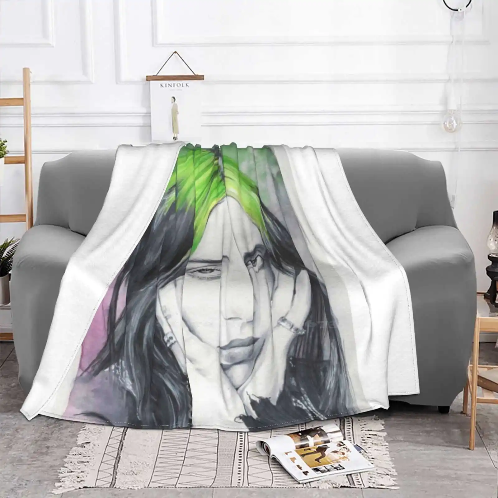 Удобное фланелевое одеяло зеленого цвета с креативным дизайном - купить по