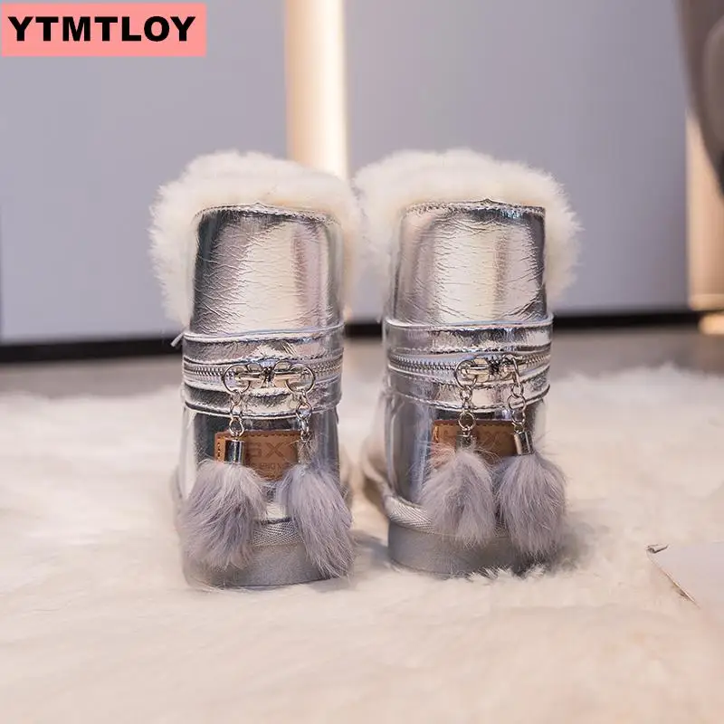 Женские зимние ботинки сверкающие женские новые теплые короткие плюшевые мягкие