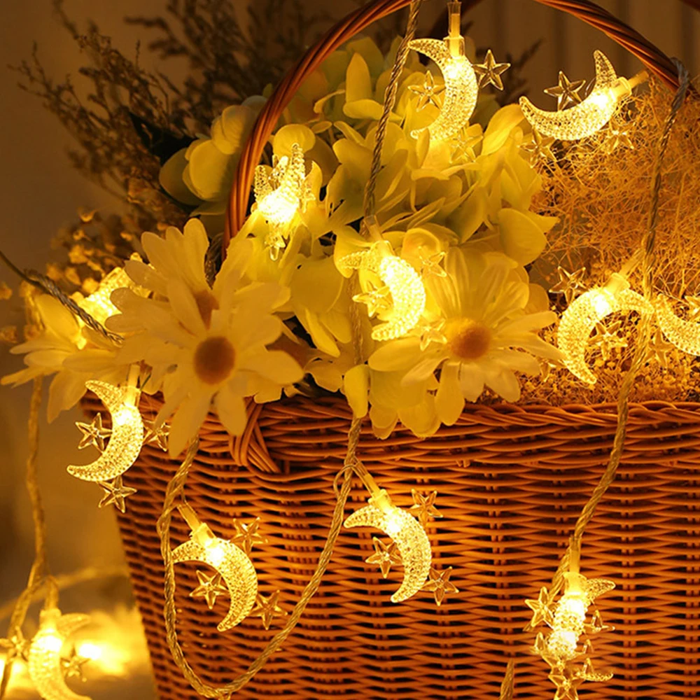 

10/20/40 LEDs Decoration Lights String Christmas Birthday LED String Lights Moon Star Light New Year Atmosphere Gift Decorative