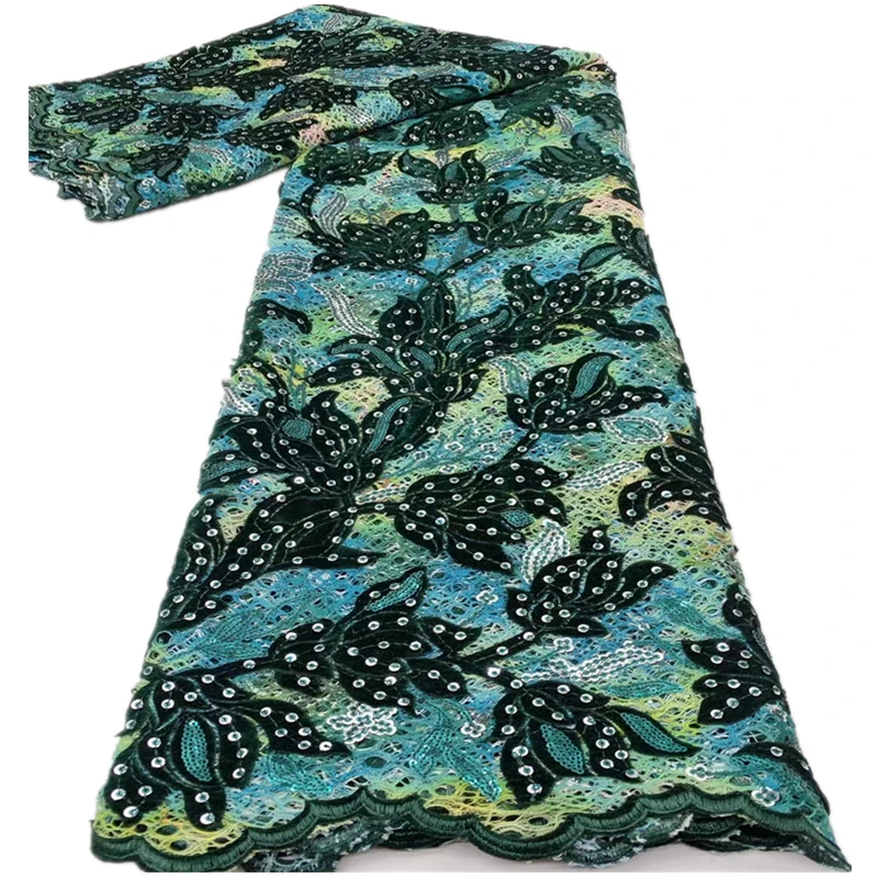 

African Velvet Lace Fabric High Quality Embroidered Fabric with Sequins French Net Lace Fabrics for Wedding Party XH-200