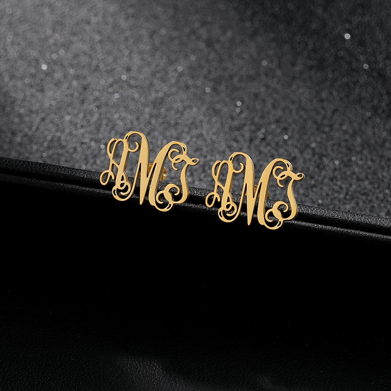 Серьги гвоздики с буквами на заказ серьги монограммой модные ювелирные изделия