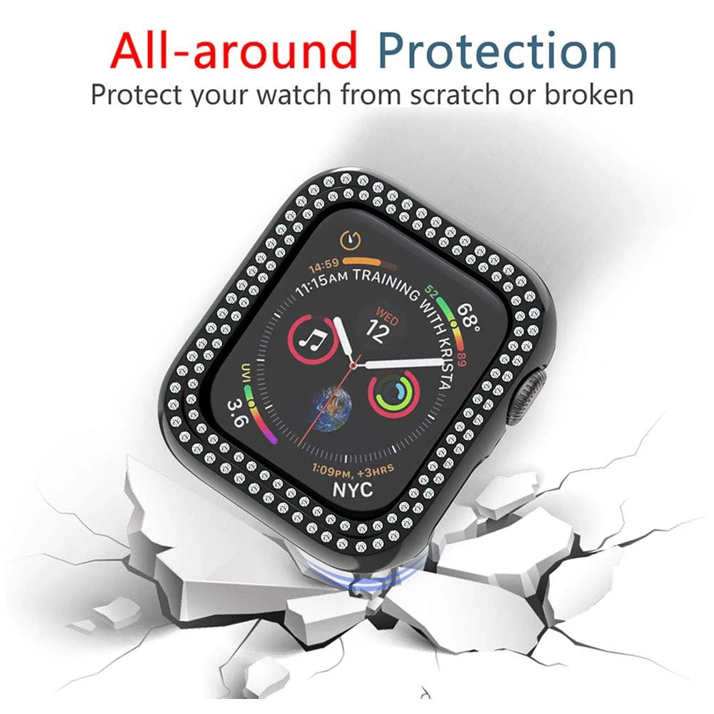 Чехол для Apple Watch Series 5 4 3 2 1 38 мм 42 40 44 чехол Чехол-бампер с алмазами защитный IWatch