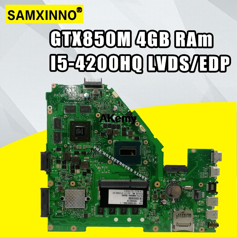 

New!!! For Asus X550JD X550JK X550JX X550JF FX50J ZX50J A550J laptop Motherboard Mainboard GTX850M 4GB RAm I5-4200HQ LVDS/EDP