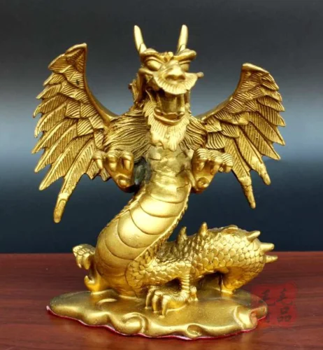 Китайская антикварная Статуя Дракона зодиака из чистой меди | Дом и сад