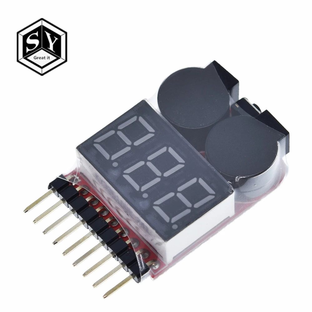 F00872 Lipo тестер напряжения батареи Вольтметр индикатор проверки двойной динамик 1 S-8 S низковольтный звуковой сигнал 2в1 2S 3S 4S 8S