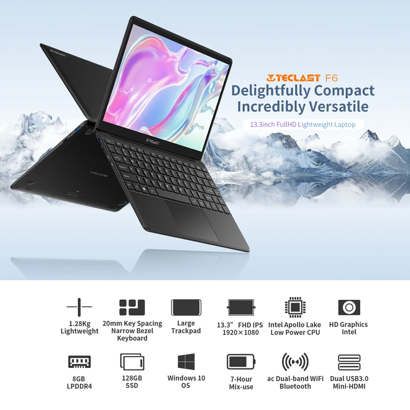 Verkauf Teclast F6 Laptop Intel Gemini See N3350 8GB RAM 128GB SSD Windows10 13.3
