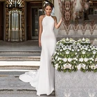 Современные свадебные платья LORIE 2022, свадебное платье с лямкой на шее и юбкой-годе, простое белое, цвета слоновой кости, с открытой спиной, Формальное свадебное платье, простое индивидуальное изготовление