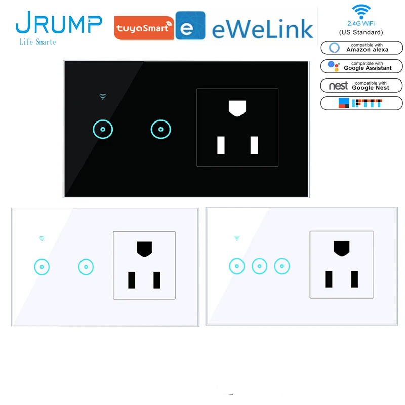JRUMP Wifi Smart Touch Switch Voice Control Light Switch Wit