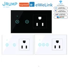 Умный сенсорный выключатель JRUMP, Wi-Fi, голосовое управление, выключатель света, розетка по американскому стандарту, работа с Alexa, Echo, Google Home