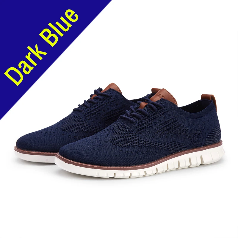 136 Dark Blue Misalwa Полые Дышащие Трикотажные сетчатые мужские кроссовки на плоской подошве Новая мужская обувь с перфорацией типа «броги» легкая обувь со шнуровкой в британском стиле - Цвет: 136 Dark Blue