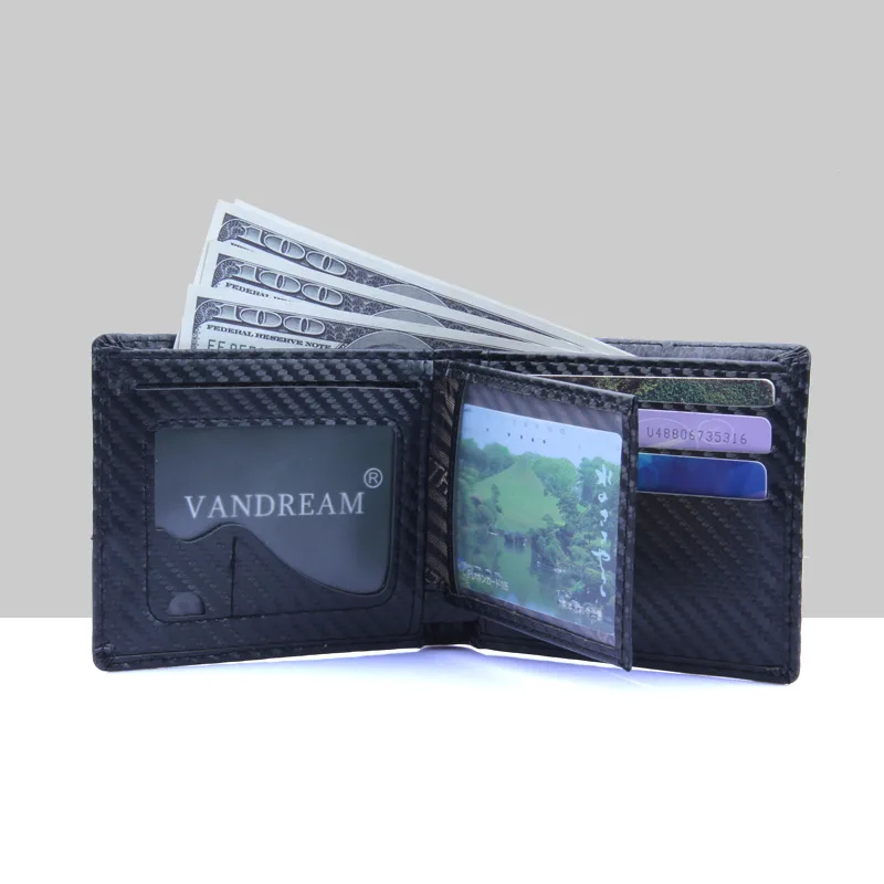 

2021 new fashion men's wallet money imitation carbon fiber men's fashion wallet imitation carbon fiber PU men's wallet