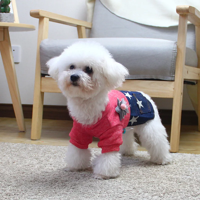 Одежда для собак со звездами джинсовая юбка девочек и домашних животных сезон