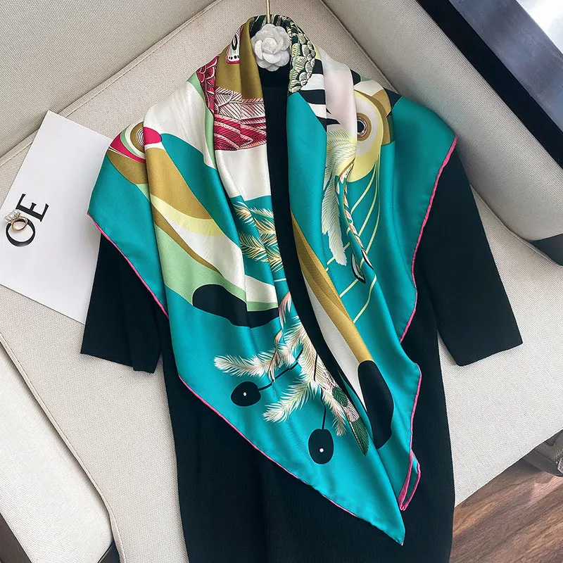 

Lady Scarf Square Hijab Neck Foulard Twill Silk Large Scarves Kerchief Female Soft Headband Spring 2022 New Wraps Bandana Hijabs
