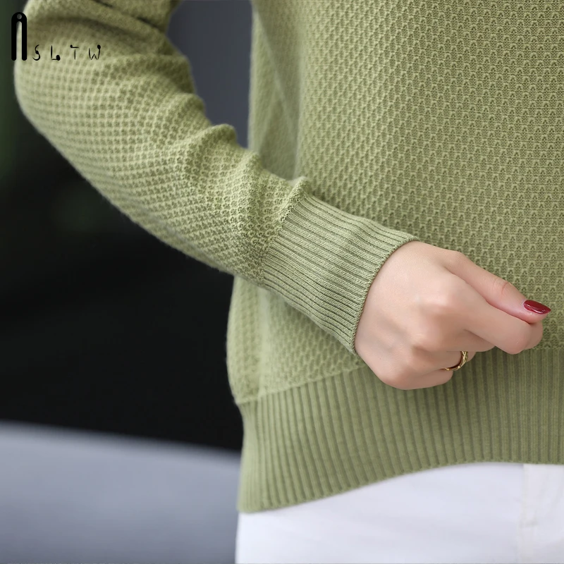 ASLTW пуловер свитер для женщин зимний однотонный клетчатый джемпер с круглым