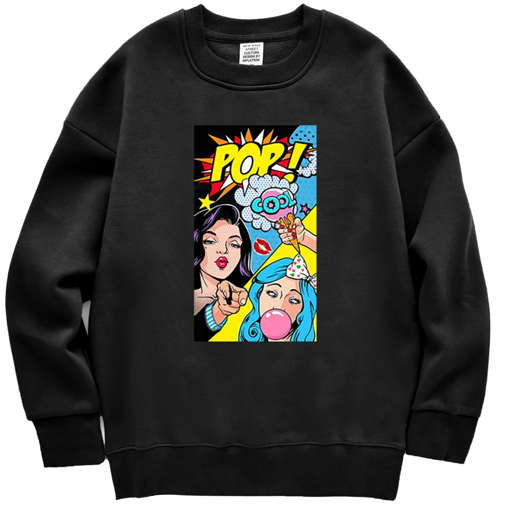 

Pop рутая девочка Личность печати Женская толстовка с героями мультфильмов, свободные толстовки с капюшоном с круглым вырезом уличная флисо...