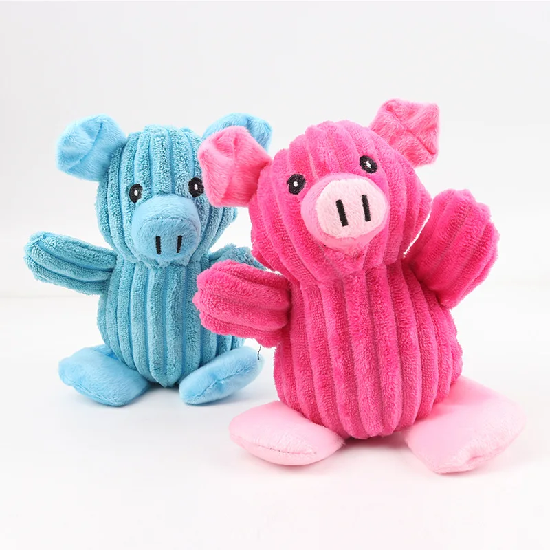 

Cute Cartoon Pig Plush Pets Dog Toys Molar Bite-resistant Chew Toy Squeeze Squeaky Sound Funny Interactive Toys Dogs Supplies