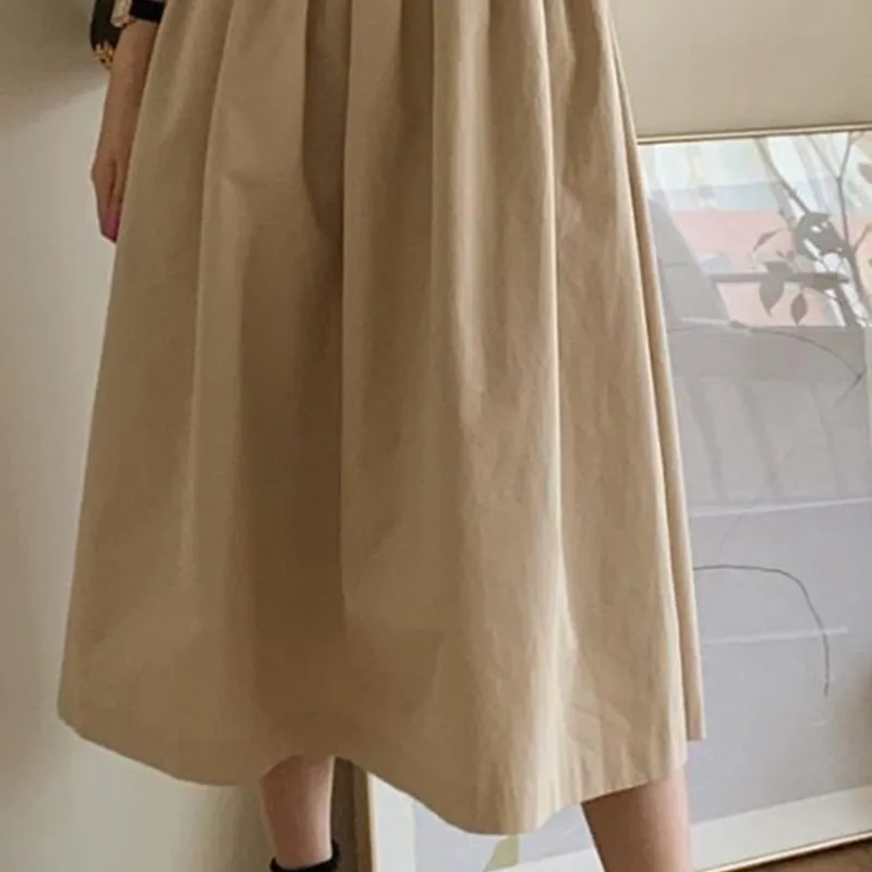 

KUSAHIKI Korean Elegant Women Dress Puff Short Sleeve Turn-down Collar Vestidos Femme Stretch High Waist A-line Dresses 6G142
