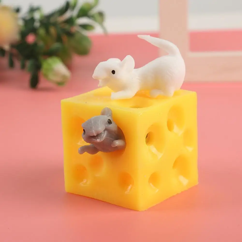 

Cute Cheese Mouse Tricky Scary Decompression Hide Blocks Toys And Seek Decompression Cheese Squeezable Lazy T A0p3