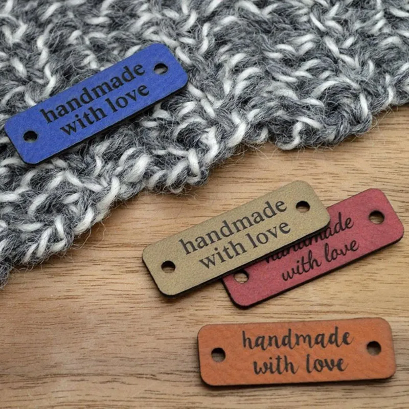 

30pcs Sewing tags personalised brand logo Handmade labels for knitting clothes Rectangle crochet garment care label handcraft