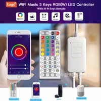 dc5 24v tuya smart wifi controller four in one rgbw 44 key rgb light with music rhythm external mark sensor voice remote control