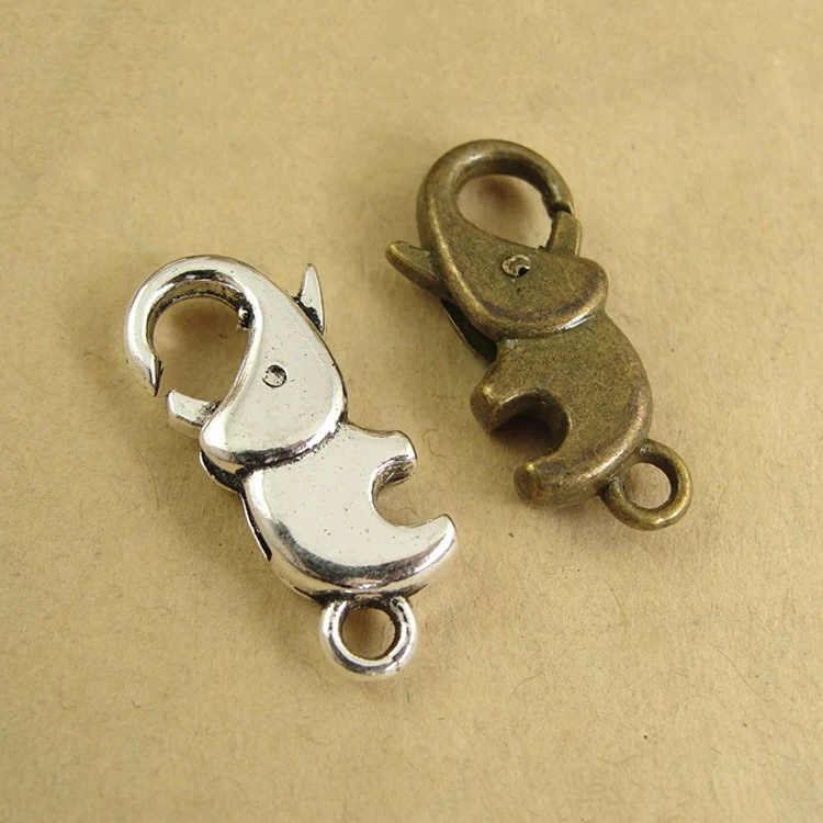 

10pcs DIY Elephant Lobster Clasps Hooks 12*23mm Retro Charms Pendants for Necklace Bracelet Chain Jewelry Accessory Components