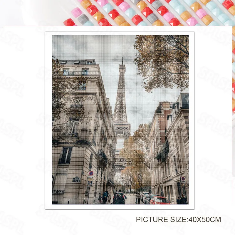 

Diy Diamond Painting Modern European Style Small Fresh Architectural Bedroom Paintings Personality Creative Decorative Painting