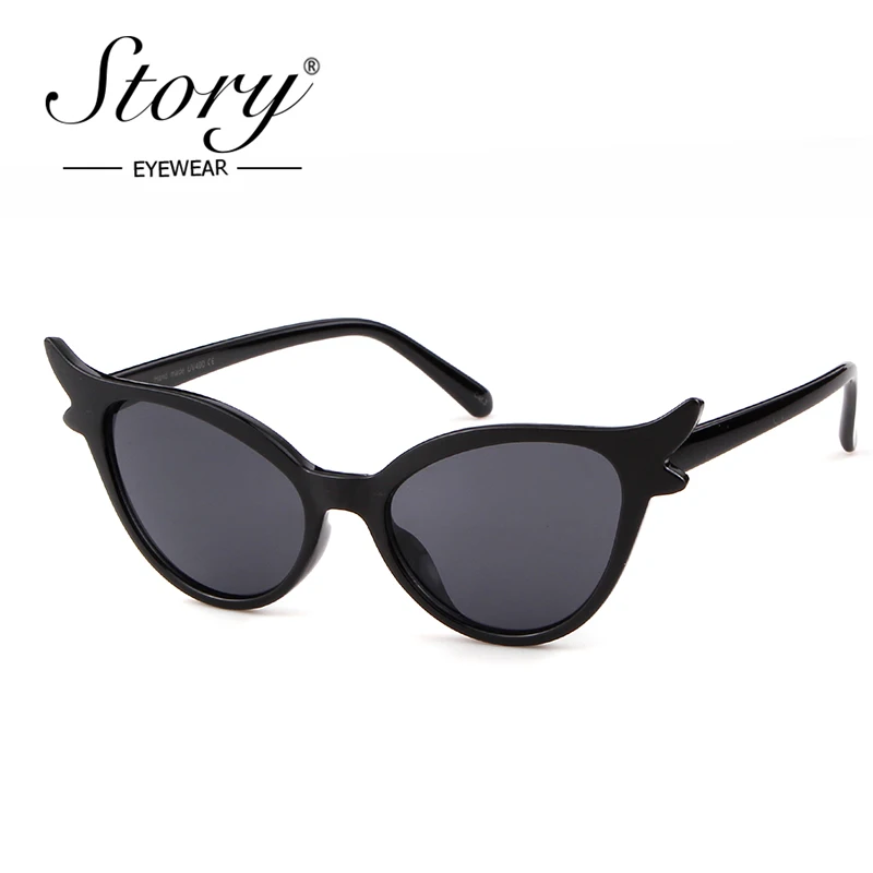 История 2018 черные солнцезащитные очки кошачий глаз Новые модные брендовые