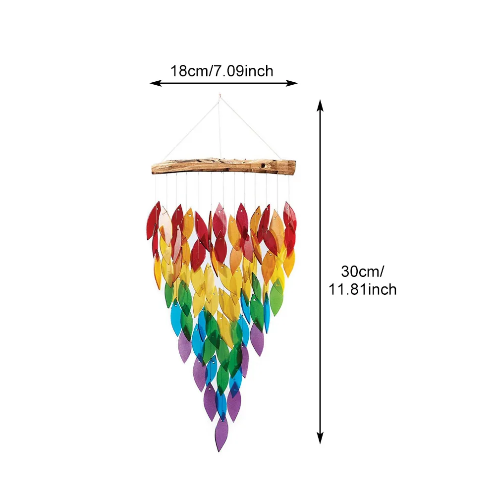 

Door Hanging Rainbow Color Outdoor Balcony Handcraft Wind Chime Resin Garden Decor Home Maple Leaves Gentle Noise Gift Bedroom