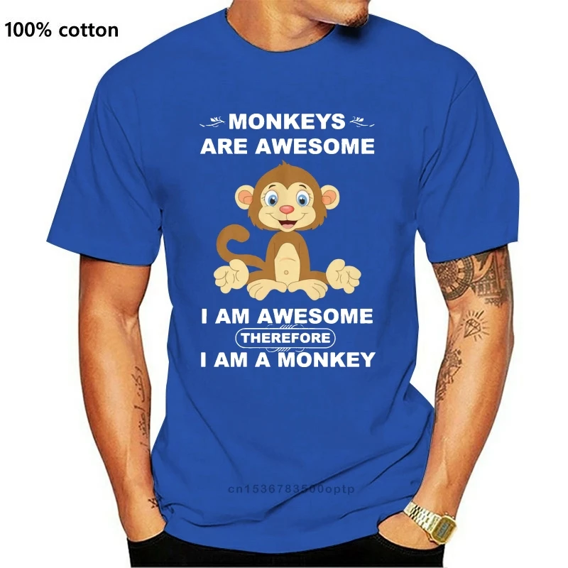 

New Monkeys Are Awesome - I Am Therefore A Monkey Popular Tagless Tee T-ShirtPrint T shirt Men