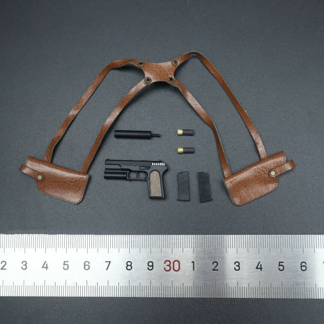 

1:6th Pistol Shotgun Silencer Quick Pull Chest Gun Hanging Model for 12" Doll