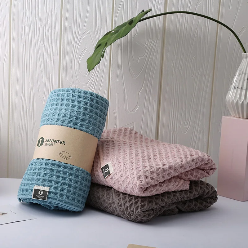 Полотенце с вафельным рисунком уход за лицом для взрослых клетчатое банное