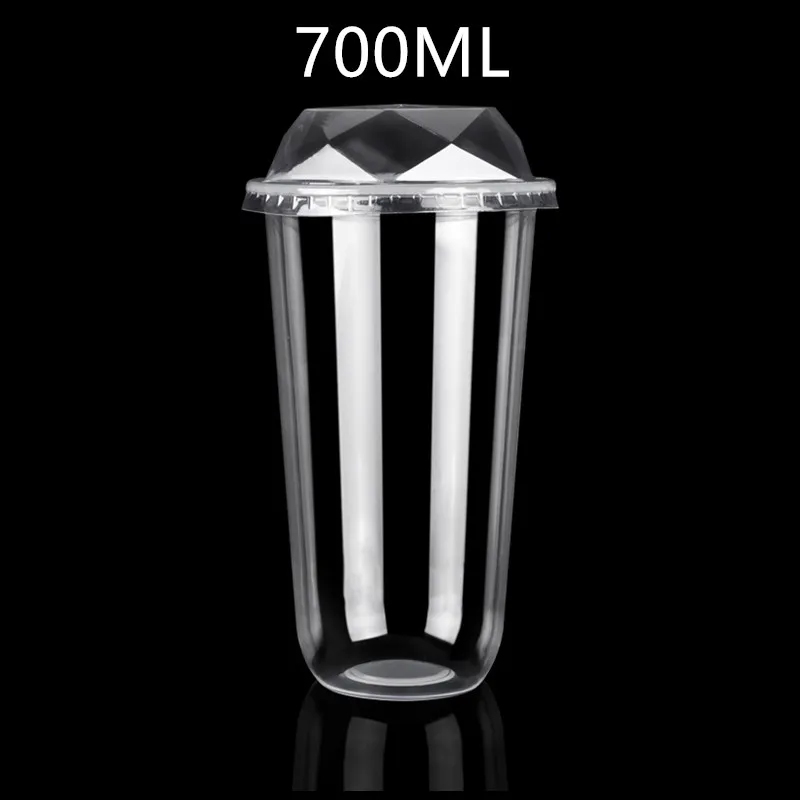 

50 sets Net red 95 caliber rhombus lid disposable creative transparent plastic hexagonal cover party milk tea drink cup with lid