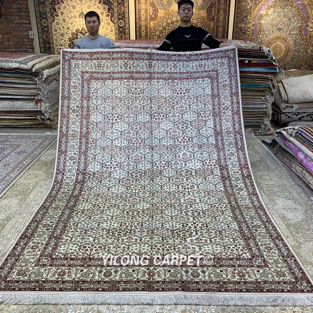 Классический коврик Yilong 6 56 'x 9 84' бежевого цвета рандомный ручной работы из